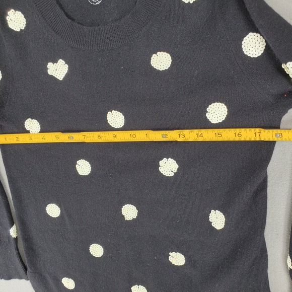 J Crew Everyday Cashmere Crewneck Sweater Womens S Sequin Polka Dots Black - Picture 5 of 6